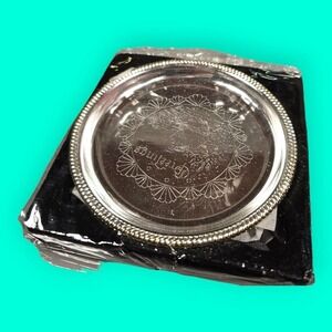 Vintage Silverplated Holiday Collectible Christmas Keepsakes Tray With Easel. AD